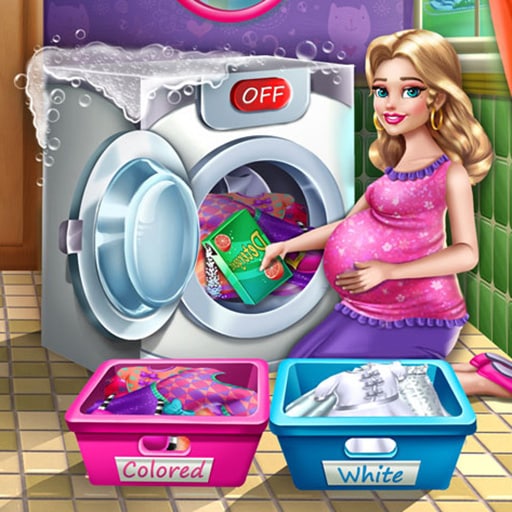 mommy washing clothes